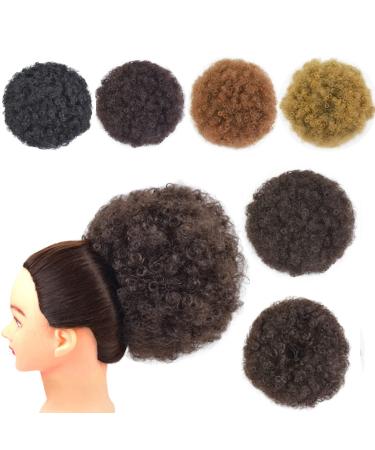 Afro Puff Drawstring Ponytail Extension Short Synthetic Afro Kinky Curly Puff Ponytail for Natural Hair Clip On Kinky Drawstring Curly Ponytail Bun Hairpieces (X-Large 4#) X-Large 4#