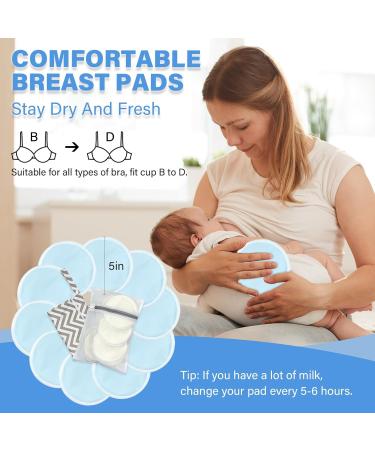 Bamboo Fiber Nursing Pads - 10 Piece Set with Laundry & Travel Bags | Washable Leak Proof Breastfeeding Essentials for Moms (Sky Blue - Buy Online on SooperMarket.com