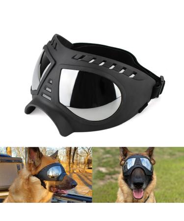 NAMSAN Dog Goggle UV Protection Dog Sunglasses Waterproof Windproof Adjustable Goggles for Middle/Large Dog-Black