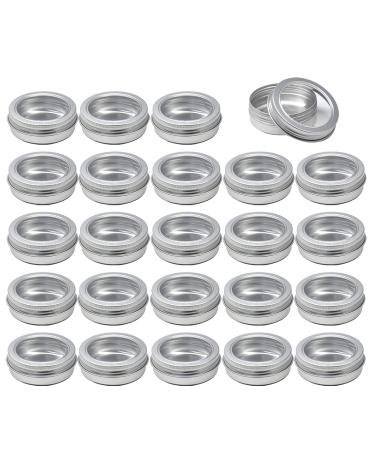 Zeoabsy 50 pieces 60ml silver empty aluminum socket aluminum round aluminum tin tin cans with screw cap viewing window cream cans for diy ointments candle cosmetics shaving soap