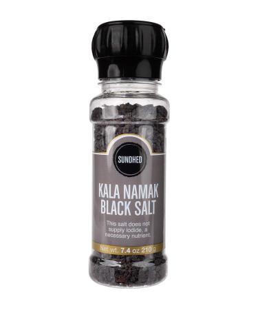 Sundhed Himalayan Black Rock Salt Kala Namak (Course) in Grinder | 210 Grams (7.40 oz) | Natural Vegan Seasoning