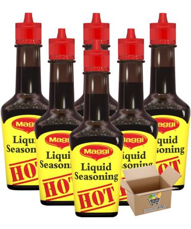Maggi Hot Liquid Seasoning | Aromatic Liquid Flavouring | Food Flavour Enhancer | 100ml (Packs of 6) Grocery King Maggi Liquid Seasoning Hot 100ml (Pack of 6)
