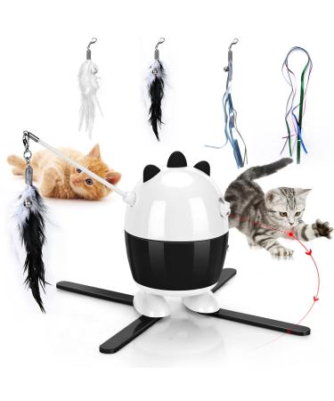 Cat Toys Interactive, Cat Feather Toy & Cat LED Toys 2 in 1, Recharge Cat Exercise Toys for Indoor Cats, Adjustable Automatic Cat Toy LED, Cat Toys Interactive LED Automatic for Kitten