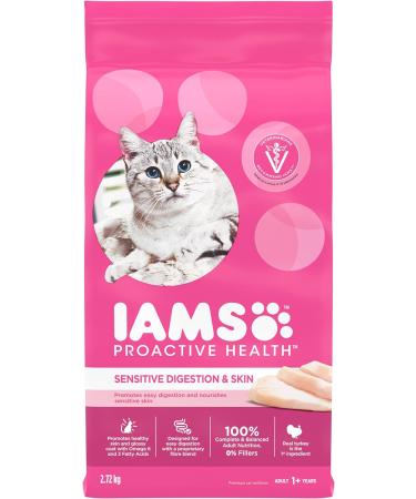 IAMS Proactive Health Dry Cat Food Adult - Sensitive Digestion & Skin (Turkey) + Urinary Tract Health (Chicken) 2.272 kg (Pack of 1) Cat Food + Cat Food 3.18kg - Buy Online on SooperMarket.com