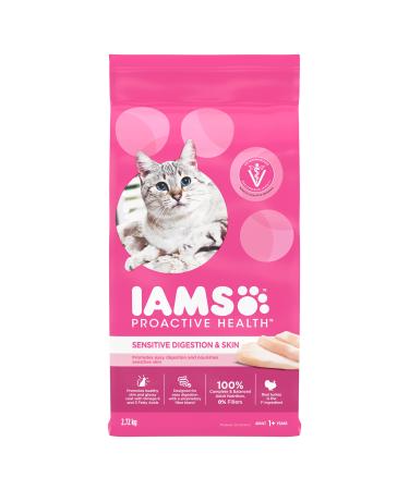 IAMS Proactive Health Dry Cat Food Adult Sensitive Digestion & Skin Turkey 2.72kg Bag 2.72 kg (Pack of 1) Cat Food