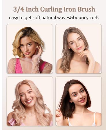 Small Curling Brush Iron 3/4 Inch Barrel Dual Voltage Brush Curling Iron for Short Long Hair Curling Brush Heated Tourmaline Ceramic Barrel 20MM-BLACK - Buy Online on SooperMarket.com