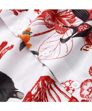 Mens Hawaiian Shirt Short Sleeve Floral Print Button Down Beach Casual Top - Dark Gray Navy, Medium - Buy Online on SooperMarket.com