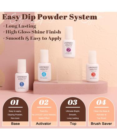 Buy Lavender Violets Dip Powder System - 20 PCs French Nail Starter Kit with Base & Top Coat for Perfect Manicure | Acrylic Powder Color for Nail Art - Buy Online on SooperMarket.com