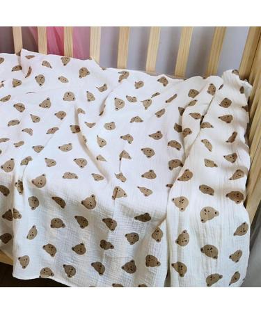 Yissone Baby Swaddle Blanket | Toddler Bear Print Cotton Yarn Stroller Blanket (90x130cm) - Buy Online on SooperMarket.com