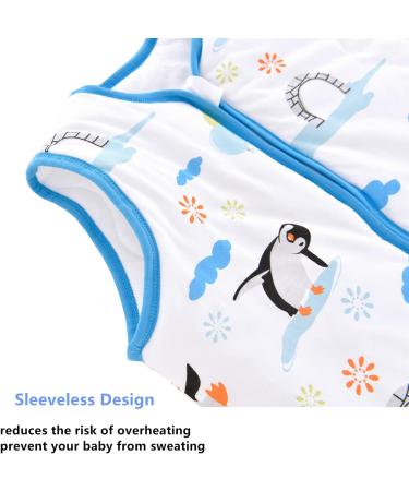 Chilsuessy 2.5 Tog Baby Sleeping Bag | Penguin Family Design | 100% Cotton Nursery Bedding | 130cm/4-6 Years | All Year Round Wearable Blanket - Buy Online on SooperMarket.com