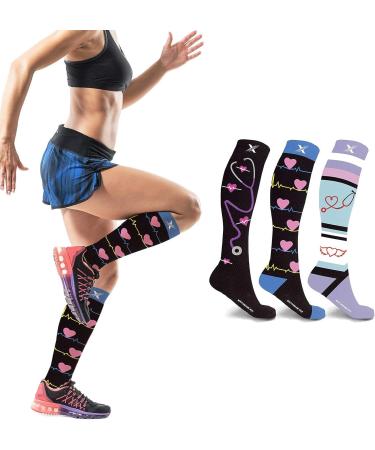 Compression Socks - 3 Pairs, Knee-High for Running, Athletics, Travel - Medical Grade, 2 Large-XL - Buy Online on SooperMarket.com