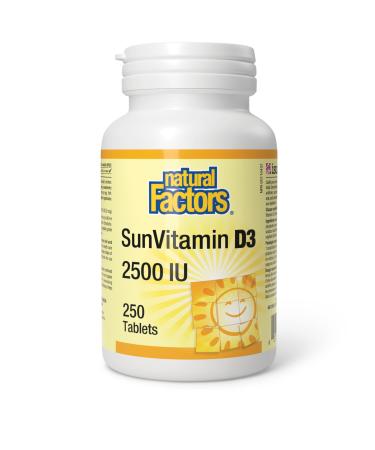 Natural Factors SunVitamin D3 2500 IU 250 Tablets Hi-Potency Vitamin D Essential for Immune Function and Overall Health