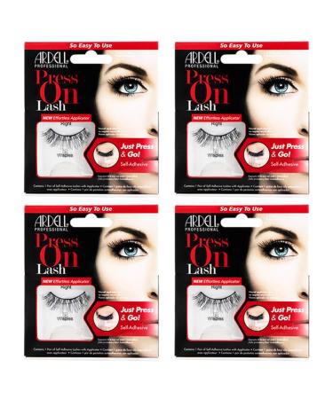 Ardell False Eyelashes Press On Lash Self-Adhesive Wispies Black 4 pack