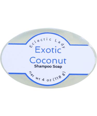 Exotic Coconut Shampoo Soap Bar By Eclectic Lady with Pure Argan Oil Silk Protein Honey Protein and Extracts of Calendula Flower Aloe Carrageenan Sunflower - 4 oz Bar