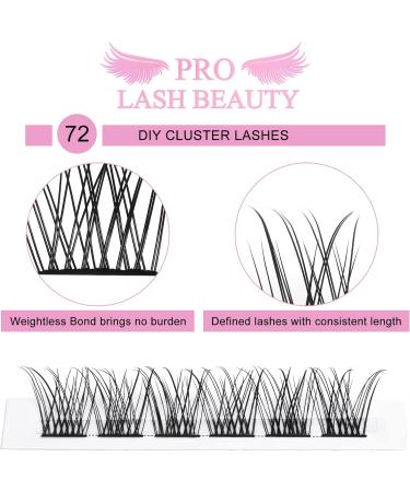 Cluster Lashes 72 Pcs Individual Lashes Lash Clusters DIY Eyelash Extension Natural Lashes Super Thin Band Reusable Soft & Comfortable (D-14mm) 14 mm Natural - Buy Online on SooperMarket.com