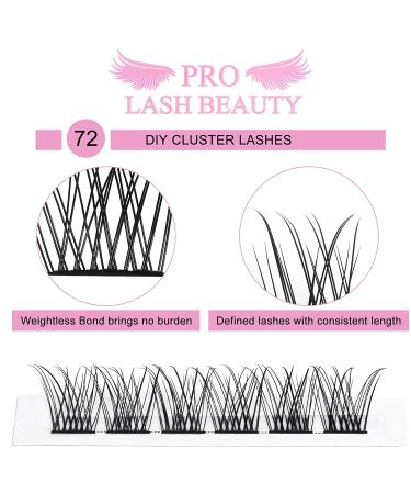 Lash Clusters 72 Pcs Individual Cluster Lashes DIY Extension 8-16mm - Wispy Volume, Thin Band, Reusable & Comfortable - Buy Online on SooperMarket.com