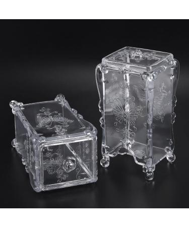 Lizusidtsy 2Pcs Makeup Cotton Pad Organizer Butterfly Fancy Storage Box for Nail Art Wipe Cotton Makeup Tools Transparent White - Buy Online on SooperMarket.com