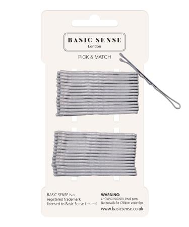 BasicSense 30PCS Metal Bobby Kirby Hair Pins Silver