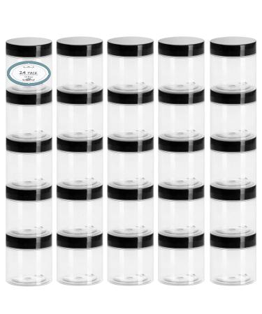 24 Pack 4 oz Plastic Containers with Lids and Labels Clear Empty Plastic Body Butter Jars for Beauty Products, Body Scrubs, Cosmetic, Face Creams and Lotion