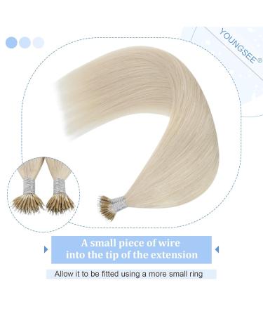 Youngsee Nano Ring Hair Extensions - 45cm Platinum Blonde Real Hair 50g Premium Quality #60A - Buy Online on SooperMarket.com