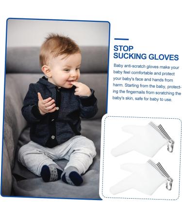 KOMBIUDA Anti-Eating Gloves Baby Mits Infant Thumb Sucking Kit - White 12x7cm - Buy Online on SooperMarket.com