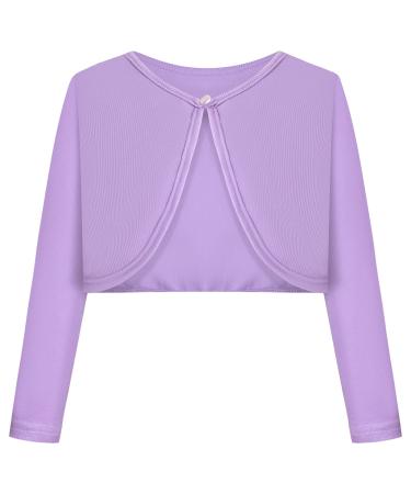 BONNY BILLY Girls Cardigan Long Sleeve Knitted Cotton Bolero Shrug Kids Clothing 10-11 Years Purple