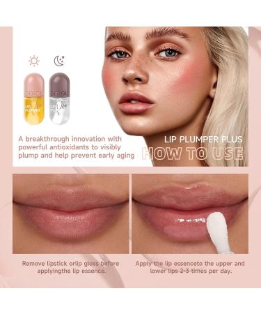 2 PCs Lip Plumper Set - Natural Makeup Lip Gloss & Serum for Fuller Hydrated Lips | Derol Lip Plumper - Buy Online on SooperMarket.com