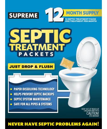 Septic Tank Treatment Packets -12 Month Supply of Dissolvable Septic Tank Treatment Packets - Use Septic Tank Treatment Packets Monthly