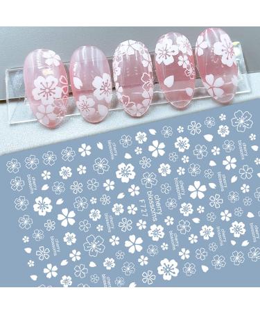 8 Sheets MiaoWu White Cherry Blossoms 3D Nail Art Stickers for Acrylic Nail Decoration - Buy Online on SooperMarket.com