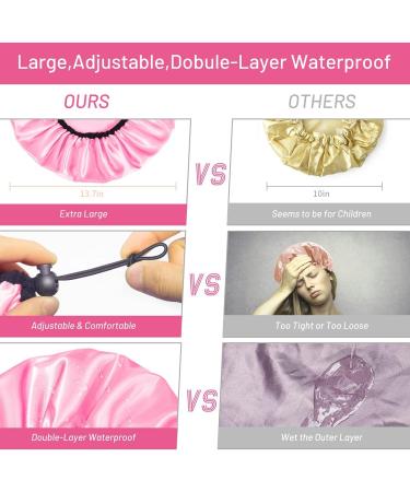 Auban Adjustable Reusable Extra Large Shower Cap - Waterproof Bathing Cap for Women - 3 Colors (Pink, Rose Red, Black) - Buy Online on SooperMarket.com