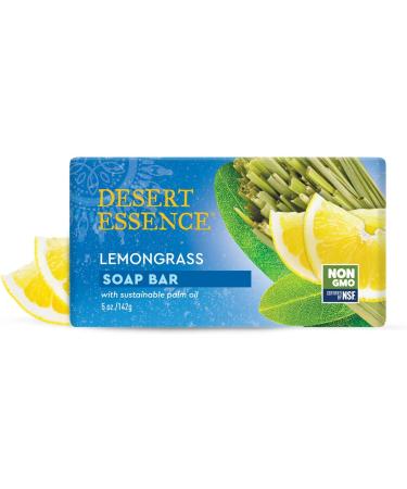 Desert Essence Lemongrass Soap Bar - 5 oz | Tea Tree Oil, Aloe Vera & Jojoba - Acne Relief & Invigorating Moisturizer - Buy Online on SooperMarket.com