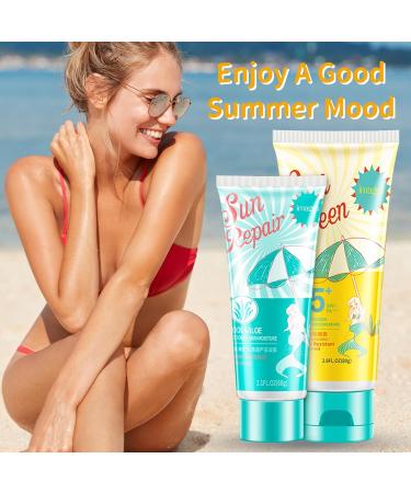 Advance Face Sunscreens SPF 45 + Aloe Vera Gel Repair After Sun Skin Face Suncream Factor 45 Face Repair Redness Skin Non-Greasy Lightweight Deep Hydration UVA/UVB Protection Sooth Waterproof - Buy Online on SooperMarket.com