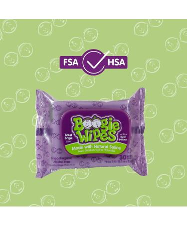 Boogie Wipes Natural Saline Wipes - Great Grape Scent for Stuffy Noses, 30 Count - Buy Online on SooperMarket.com