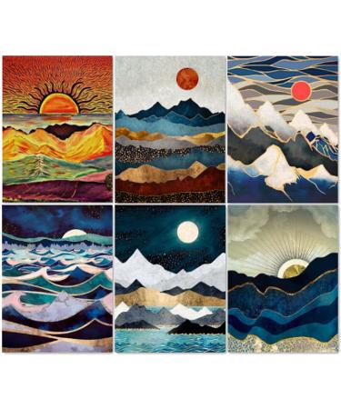 LFMU 6 Pack Diamond Painting Kits Diamond Art Kits 5D Diamond Dots Kits for Adults Kids Abstract Scenery Full Drill Diamond Paintings for Home Wall Decor Gift(12x16inch) Abstract-2