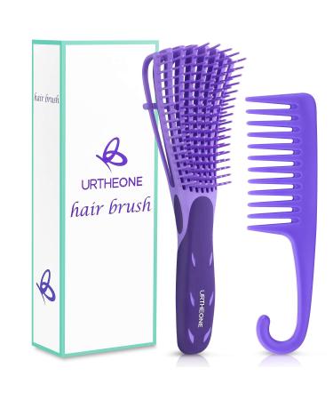 Detangling Hair Brush, Detangling brush for Adults and Kids, Comb Set for Kinky Curly Coily and Wavy Hair, For Wet and Dry Hair, Afro American Type 3a-4c, Comfortable Grip(Purple)