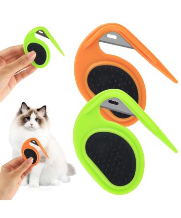 PET Knotting Comb Knotting Comb for cat de-filion tool for dogs splitter fur-tubular de-movement ridge for dogs de knot comb for dogs for removing matted hair (orange/green)
