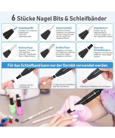 Buy Weyi Nail Miller Set - Electric Nail File & Grinder Low Vibration Professional Manicure Device with 6 Drilling Sleeves 20 000 RPM | International Shipping - Buy Online on SooperMarket.com