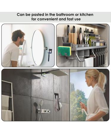 Self-Adhesive Razor Holder Shower - 5 PCs Multi-Purpose Hook Aluminum Bracket for Bathroom & Kitchen Organization - No Drilling Required Black - Buy Online on SooperMarket.com