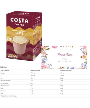Temas Costa Coffee Instant Coffee Sachets Bundled With Reusable Coffee Cup Sleeves & Coffee Stirrers |Salted Caramel Latte | Coffee Gifts (Salted Caramel Latte) - Buy Online on SooperMarket.com