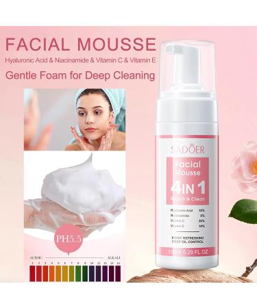 4 in 1 Face Care Kit for Women | Anti-Aging Skin Care Set | Reduce Wrinkles with Hyaluronic Acid Niacinamide Vitamin C & E | Perfect Gift for Daily Skin Care Routine - Buy Online on SooperMarket.com