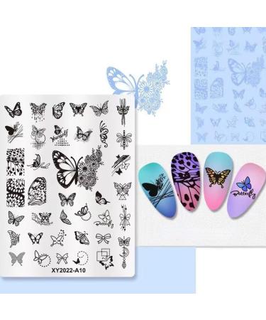 RUNRAYAY Nail Stamping Plates Butterfly Theme Nail Art Plate Stainless Steel Design Stamp Template for Printing Stencil Tools