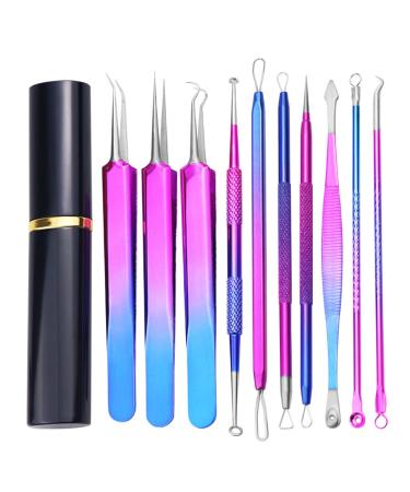 Layhou 10PCS Stainless steel Acne Removal Kit Blackhead Remover 10pcs Multicolor