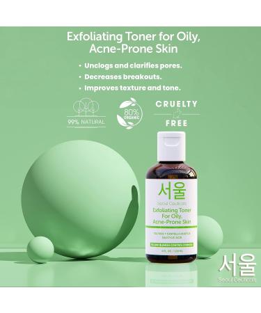 Korean Tea Tree Exfoliating Toner for Oily Acne Prone Skin | Centella Asiatica + Salicylic Acid | K Beauty Skincare 4oz - Buy Online on SooperMarket.com