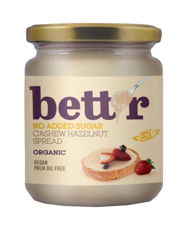 Bett r Cashew Hazelnut Cream Without Added Sugar - 100% Organic Vegan and Palm Oil Free - 250 g