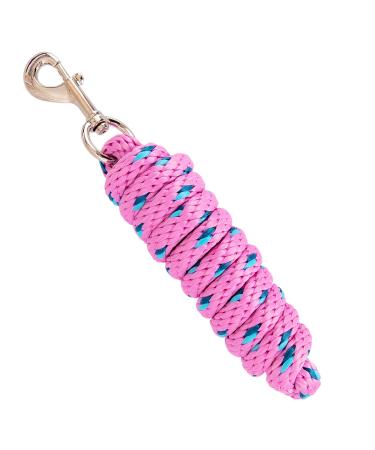 Merauno Lead Rope for Horse - Tie Rope in Various Stylish Designs Lead Lead Tie Rope Pony Donkey Goat Long Knit with Carabiner Hook (Pink Carabiner Hook) pink Carabiner hook