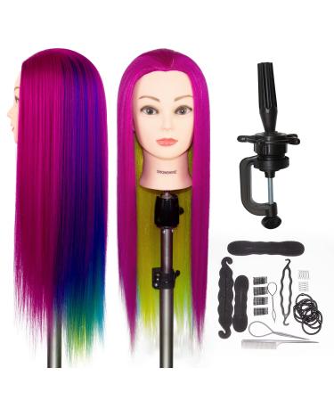 SHOWSHINE rainbow training heads styling head practice head with hair burgundy