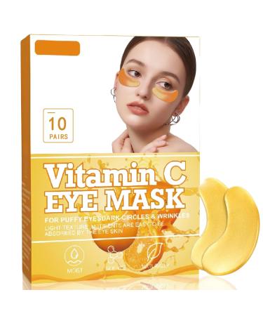 Vitamin C Under Eye Patches - 10 Pair Vitamin C Eye Masks Reduce Dark Circles and Puffy Eyes Eye Patches For Dark Circles Hydrating Under Eye Mask Eye Pads For Bags & Wrinkles Eye Masks Skincare