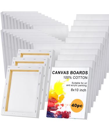 Stretched Canvas for Painting 10 oz Triple Primed Cotton White Blank Canvas Art Canvases for Painting Oil Paint Acrylics Pouring (40 Pieces  8 x 10 Inch)
