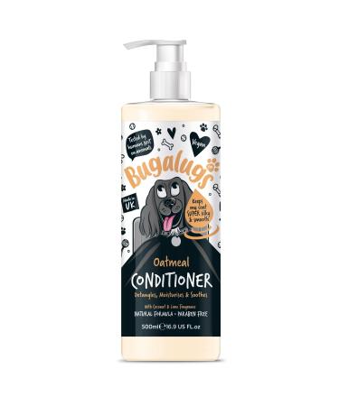 BUGALUGS Dog Conditioner with Oatmeal & Aloe Vera dog perfume best grooming Conditioner for dogs puppy & smelly pet that detangles & moisturises use with dog shampoo cologne Conditioner 500ml