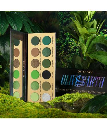 Olive Green Eyeshadow Palette | Black Green Multichrome | 12 Pigmented Shades for Smokey Green Brown Eye Makeup | Long Lasting Vegan Holiday Gift - Buy Online on SooperMarket.com